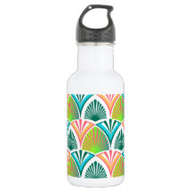 手のひら葉と花の幾何学模様