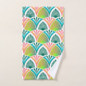 手のひら葉と花の幾何学模様 バスタオルセット (ハンドタオル)