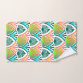 手のひら葉と花の幾何学模様 バスタオルセット (ハンドタオル)