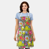 手のひら葉と花 エプロン (着用した状態)