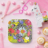 手のひら葉と花 ペーパープレート (パーティー)