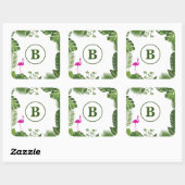 手のひら葉のステッモノグラムのク スクエアシール (シート)