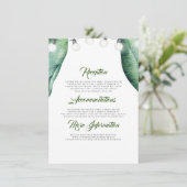 手のひら葉ビーチ結婚式詳細 エンクロージャーカード (スタンド正面)