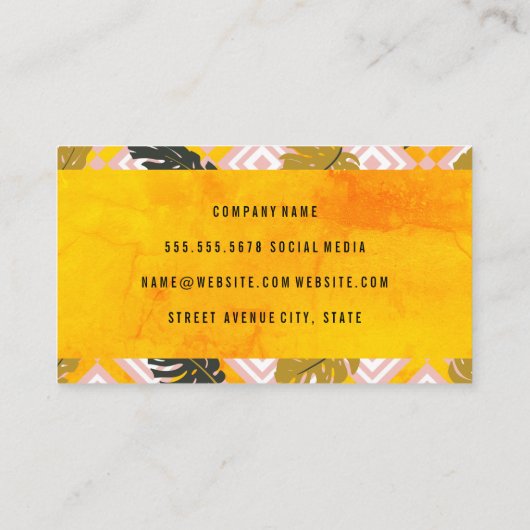 手のひら離れの幾何パターン |オレンジテクスチャ 名刺