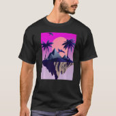 手のひら飛んでいるとBを持つVaporwave美的島 Tシャツ (正面)