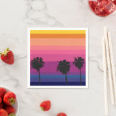 手のひら鮮やかのシルエットの海夕日 スタンダードカクテルナプキン (インサイチュ)