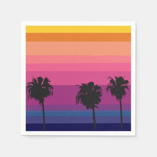 手のひら鮮やかのシルエットの海夕日 スタンダードカクテルナプキン (正面)