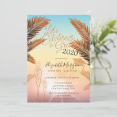 手のひら、グリッター卒業キャップ、ガラス卒業 招待状 (スタンド正面)