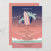 手のひら、サーフィンボードサマースウィート16パーティー 招待状 (正面/裏面)