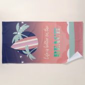 手のひら，サーフボード，ストリングライトビーチ ビーチタオル (正面)