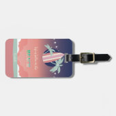 手のひら，サーフボード，ストリングライトビーチ ラゲッジタグ (正面横)