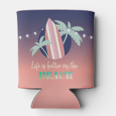 手のひら，サーフボード，ストリングライトビーチ 缶クーラー (裏面)