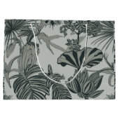 手のひら、花、熱帯モンステラの葉。 ラージペーパーバッグ (裏面)