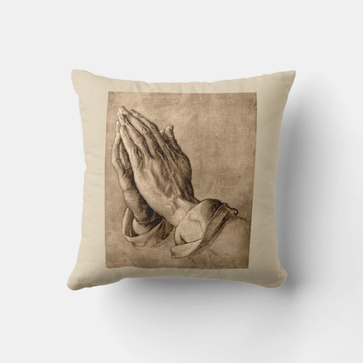 手のアクセントの枕を祈ること クッション (裏面)