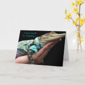 手のアリゲーターのグリーティングカードを貸す カード (黄色い花)