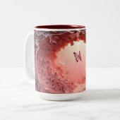 手のアーティストリー：3Dバタフライコーヒーマグ ツートーンマグカップ (正面左)