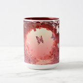 手のアーティストリー：3Dバタフライコーヒーマグ ツートーンマグカップ (中央)