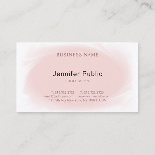 手のエレガントスクリプトフォント文字赤面ピンクプレーントップ 名刺 (裏面)