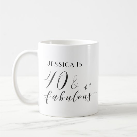 手のエレガントスクリプト40と素晴らしい誕生日 コーヒーマグカップ (左)