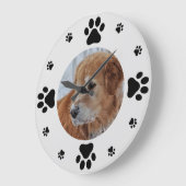 手のカスタム跡のある犬の写真 ラージ壁時計 (傾斜)