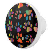 手のカラフル印刷パターン(黒) セラミックノブ (右)