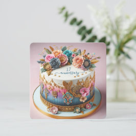 手のカラフル込んだ結婚記念日ケーキ