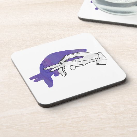 手のシルエットアンテイター紫 コースター (左側)