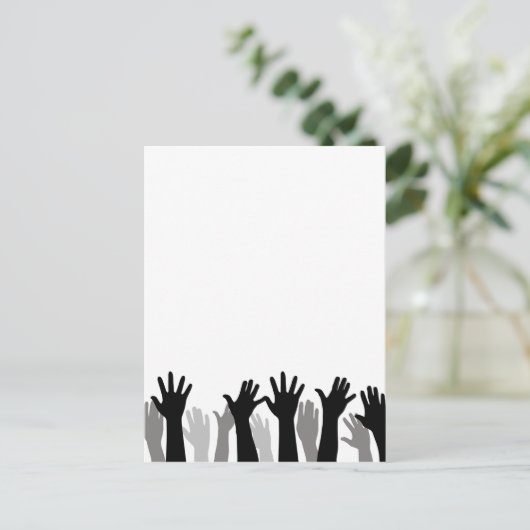 手のシルエット、手の上げ、抗議 シーズンポストカード (スタンド正面)