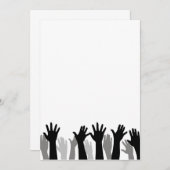 手のシルエット、手の上げ、抗議 案内状 (正面/裏面)