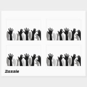 手のシルエット、手の上げ、抗議 長方形シール (シート)