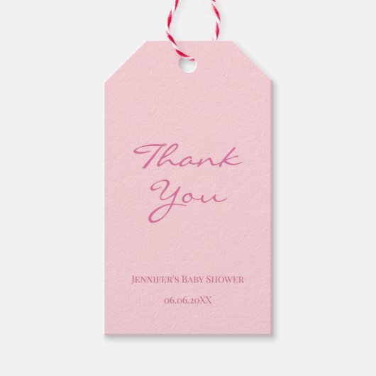 手のスクリプモダントありがとう文字赤面ピンクシック ギフトタグ (正面)