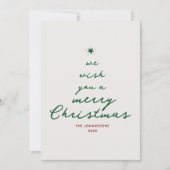 手のスクリプ書トのクリスマスツリーのモダン写真 シーズンカード (正面)