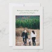 手のスクリプ書トのクリスマスツリーのモダン写真 シーズンカード (裏面)