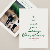 手のスクリプ書トのクリスマスツリーのモダン写真 シーズンカード