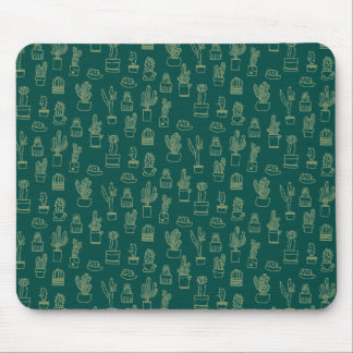 手のスケッチのサボテンのコラージュ マウスパッド