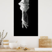 手のスケッチ白熱［赤熱］光を放つアートに到達する ポスター (キッチン)