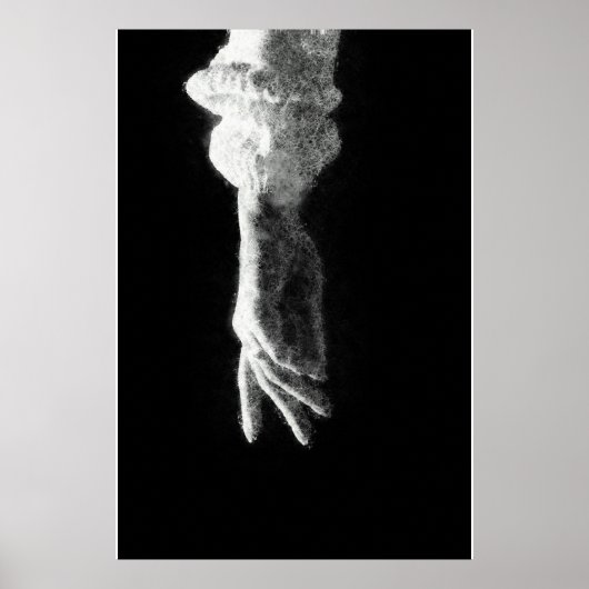 手のスケッチ白熱［赤熱］光を放つアートに到達する ポスター (正面)