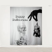 手のスケルトンのハロウィーンの背景 タペストリー (正面)