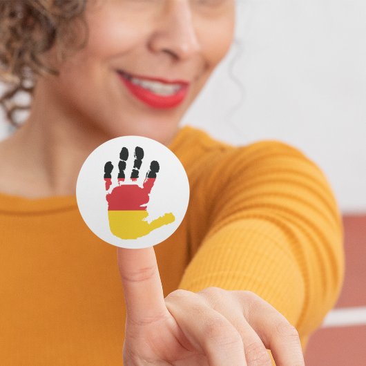 手のステッカーのドイツ国旗 ラウンドシール