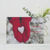 手のセーブ・ザ・デート案内のハート 招待状 (スタンド正面)