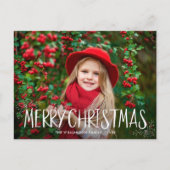 手のタイポグラフィ家族のクリスマスフォトカード ポストカード (正面)