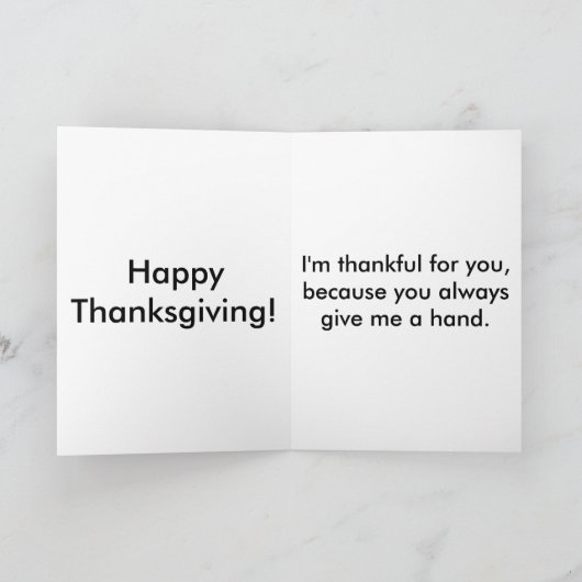 手のトルコの感謝祭の挨拶状 シーズンカード (内部)