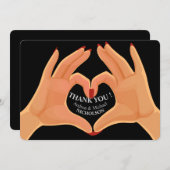 手のハート愛印のモダンのサンキューカード サンキューカード (正面/裏面)