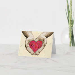 手のバレンタイン愛のハート シーズンカード