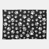手のパターン、手のプリント、白黒 キッチンタオル (横)
