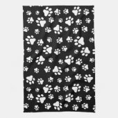 手のパターン、手のプリント、白黒 キッチンタオル (縦)
