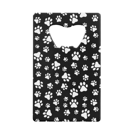 手のパターン、手のプリント、白黒 クレジットカード栓抜き (正面)