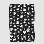 手のパターン、手のプリント、白黒 ゴルフタオル (正面)