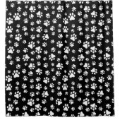 手のパターン、手のプリント、白黒 シャワーカーテン (正面)