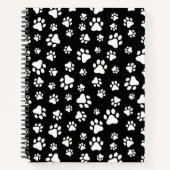 手のパターン、手のプリント、白黒 ノートブック (正面)
